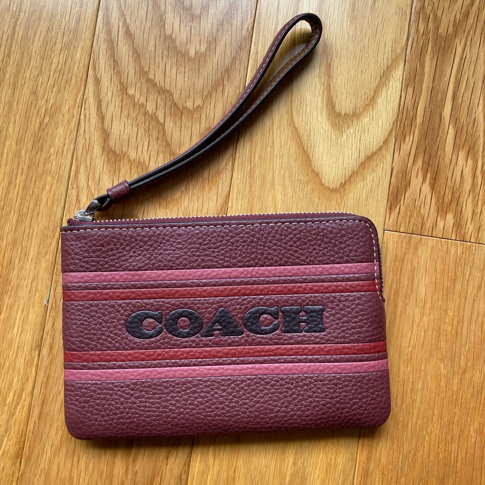 Brand new with tags! Coach Corner Zip Wristlet With Coach Stripe